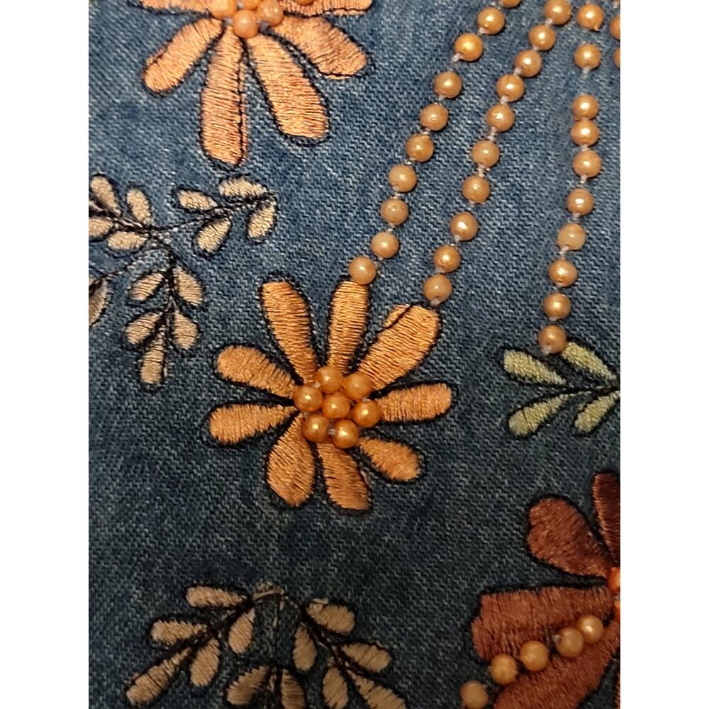Agapo Collection Vest Size L Boho Southwest Artsy Embroidered Beaded Floral Cute - Picture 5 of 12